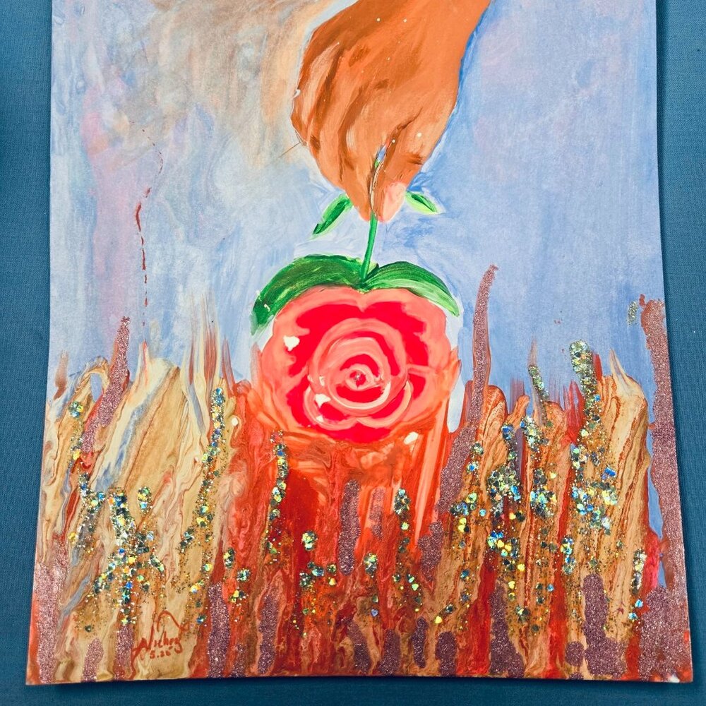 LIMITED EDITION - RARE - "Facloria" Acrylic Pouring on Conservation Matboard